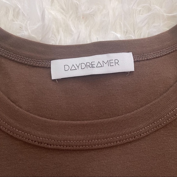 Daydreamer Brown Rolling Stones Tongue Short Sleeve Boxy Crop Tee; SZ L; NWOT - Picture 6 of 10